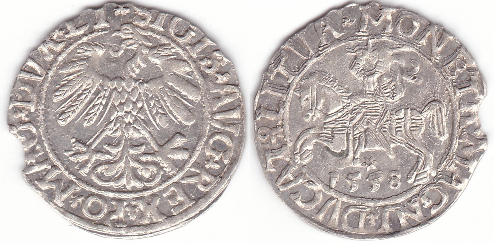 4SA84-24. Žygimanto Augusto lietuviškas pusgrašis, 1558 m.