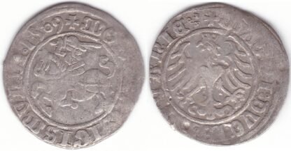 H33 P. Žygimanto Senojo lietuviškas pusgrašis, 1509 m.