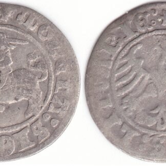 H35 E. Žygimanto Senojo lietuviškas pusgrašis, 1510 m. Data taisyta iš 1509.
