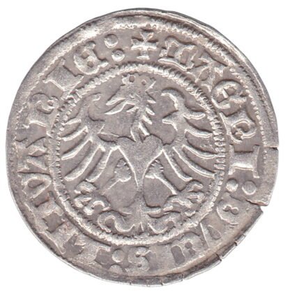 H43 E2. Žygimanto Senojo lietuviškas pusgrašis, 1514 m. - Image 3