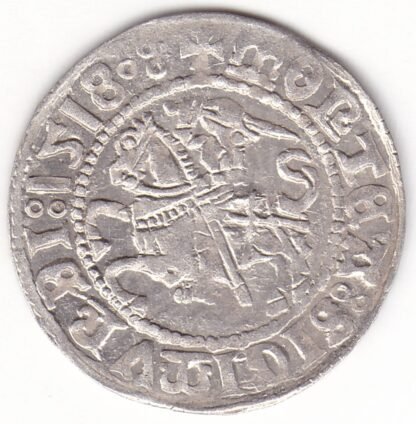 H54 F. Žygimanto Senojo lietuviškas pusgrašis, 1518 m. SIGIMVNDI. - Image 2