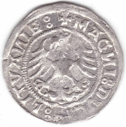 H75 N1. Žygimanto Senojo lietuviškas pusgrašis, 1520 m. - Image 3