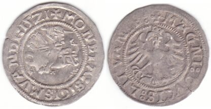 H77 A. Žygimanto Senojo lietuviškas pusgrašis, 1521 m. SIGISMVANDI.