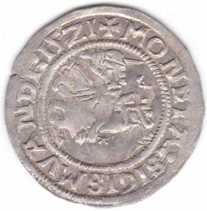 H77 A. Žygimanto Senojo lietuviškas pusgrašis, 1521 m. SIGISMVANDI. - Image 2
