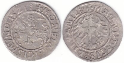 H78 G. Žygimanto Senojo lietuviškas pusgrašis. 1521 m. SIGISMVND.