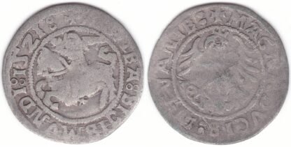 H79 AU1. Žygimanto Senojo lietuviškas pusgrašis, 1521 m. MONEA.