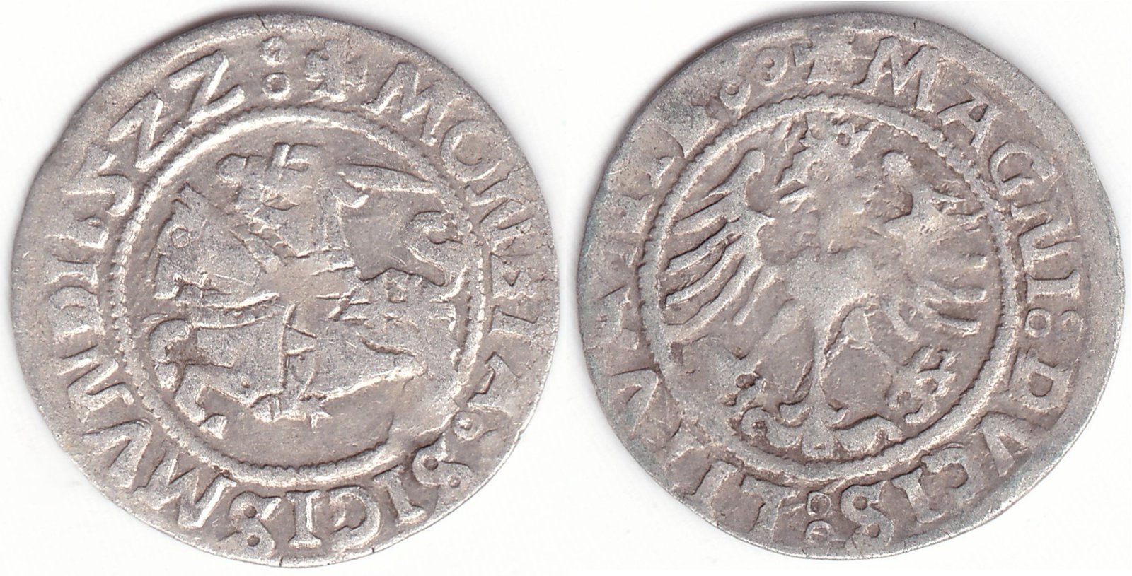 H82 E. Žygimanto Senojo lietuviškas pusgrašis, 1522 m. Moneta iš katalogo.