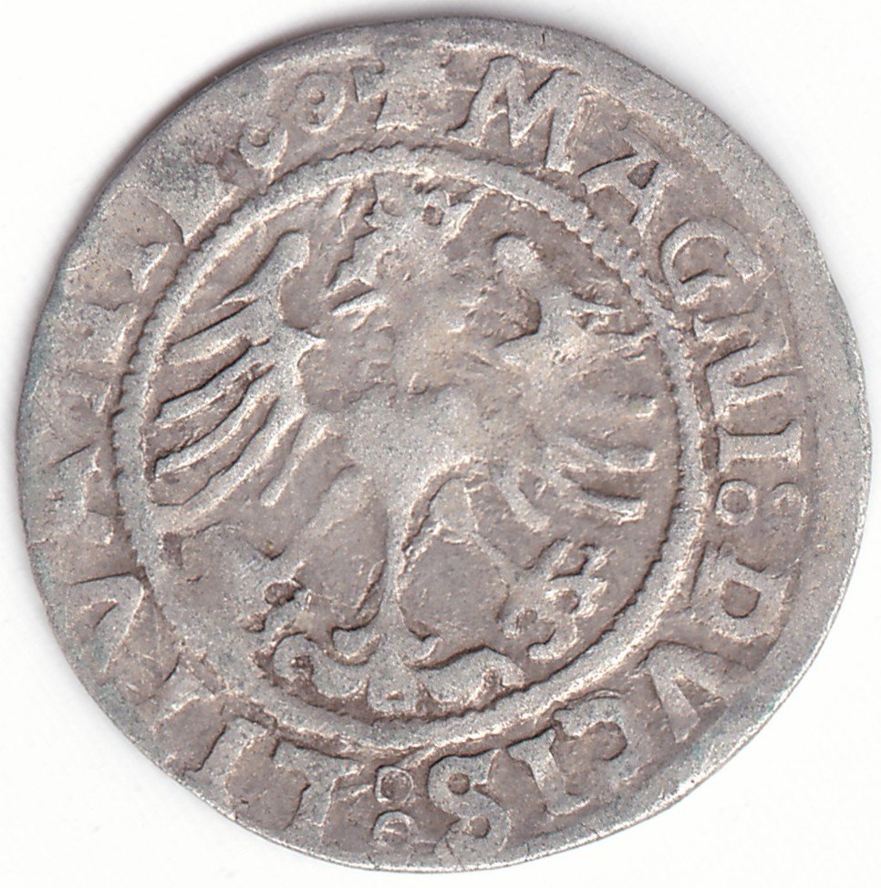 H82 E. Žygimanto Senojo lietuviškas pusgrašis, 1522 m. Moneta iš katalogo. - Image 3
