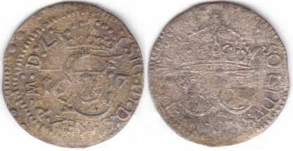 2SV54-32. Žygimantas Vaza. Lietuviškas 1617 m. šilingas. Pilna data.