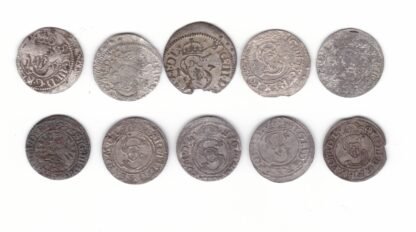 Žygimantas Vaza. Dešimt skirtingų metų lietuviškų šilingų 1614-1627 m. (4)