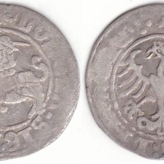 H33 R. Žygimanto Senojo lietuviškas pusgrašis, 1509 m. Moneta iš katalogo.