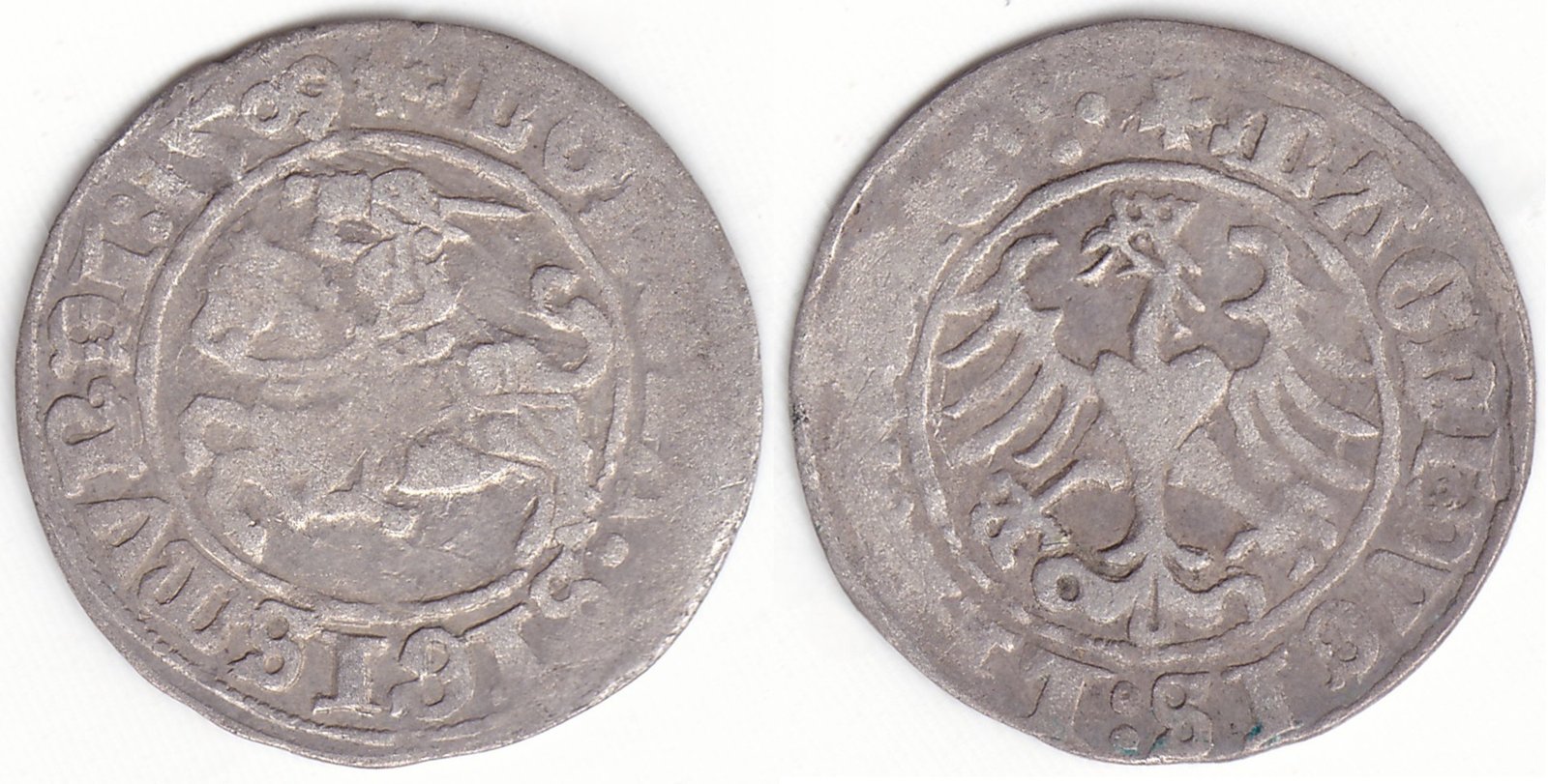 H33 R. Žygimanto Senojo lietuviškas pusgrašis, 1509 m. Moneta iš katalogo.