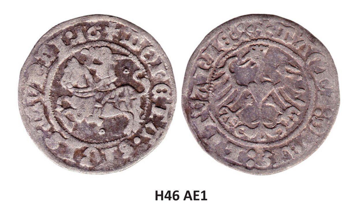 H46 AE1. Žygimanto Senojo lietuviškas pusgrašis, 1516 m., IŠ KNYGOS. SIGIS:MVNDI - Image 4