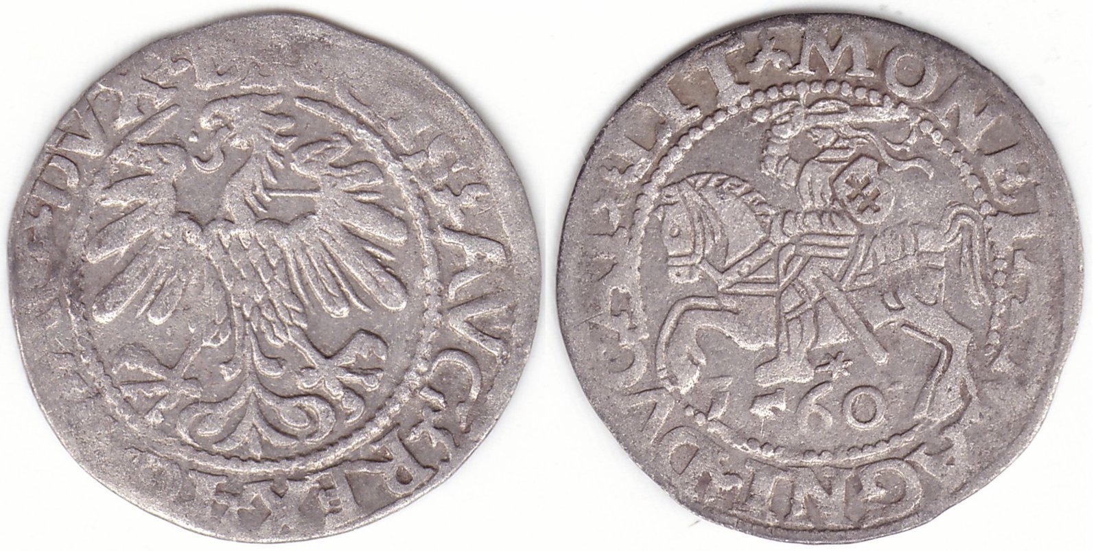 4SA93-24. Žygimanto Augusto lietuviškas pusgrašis, 1560 m. LIT reverse.