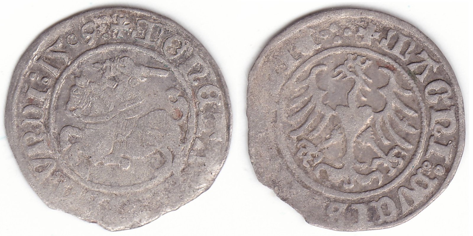 H33 AA. Žygimanto Senojo lietuviškas pusgrašis, 1509 m. Moneta iš katalogo.