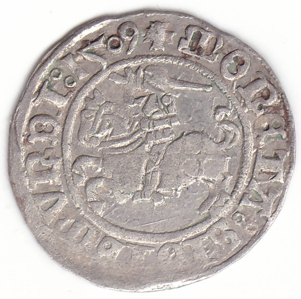 H33 B1. Žygimanto Senojo lietuviškas pusgrašis, 1509 m. Moneta iš katalogo. - Image 2
