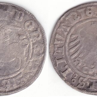 H33 E. Žygimanto Senojo lietuviškas pusgrašis, 1509 m. Moneta iš katalogo.