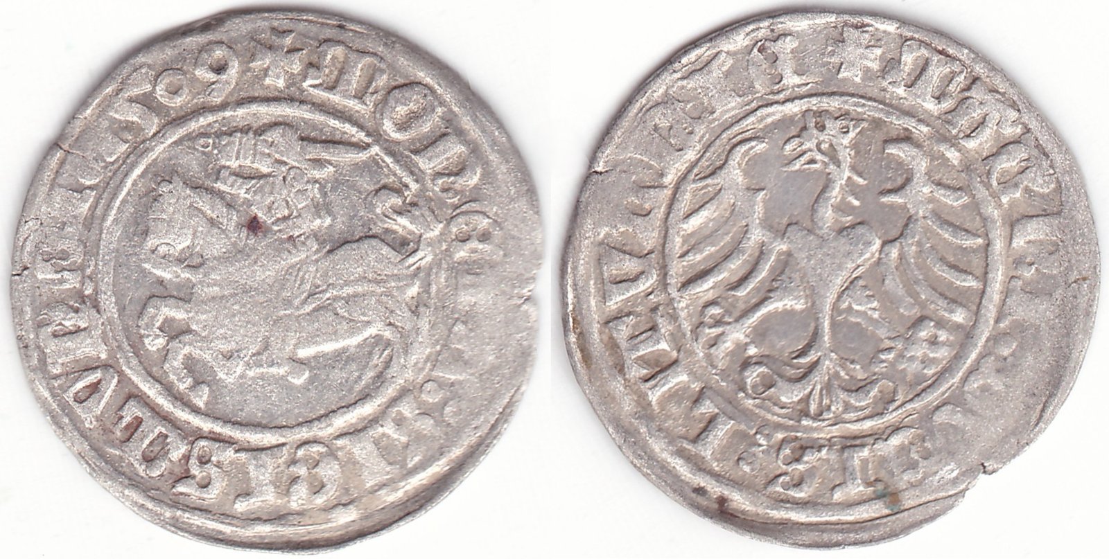 H34 C. Žygimanto Senojo lietuviškas pusgrašis, 1509 m. III retumas.