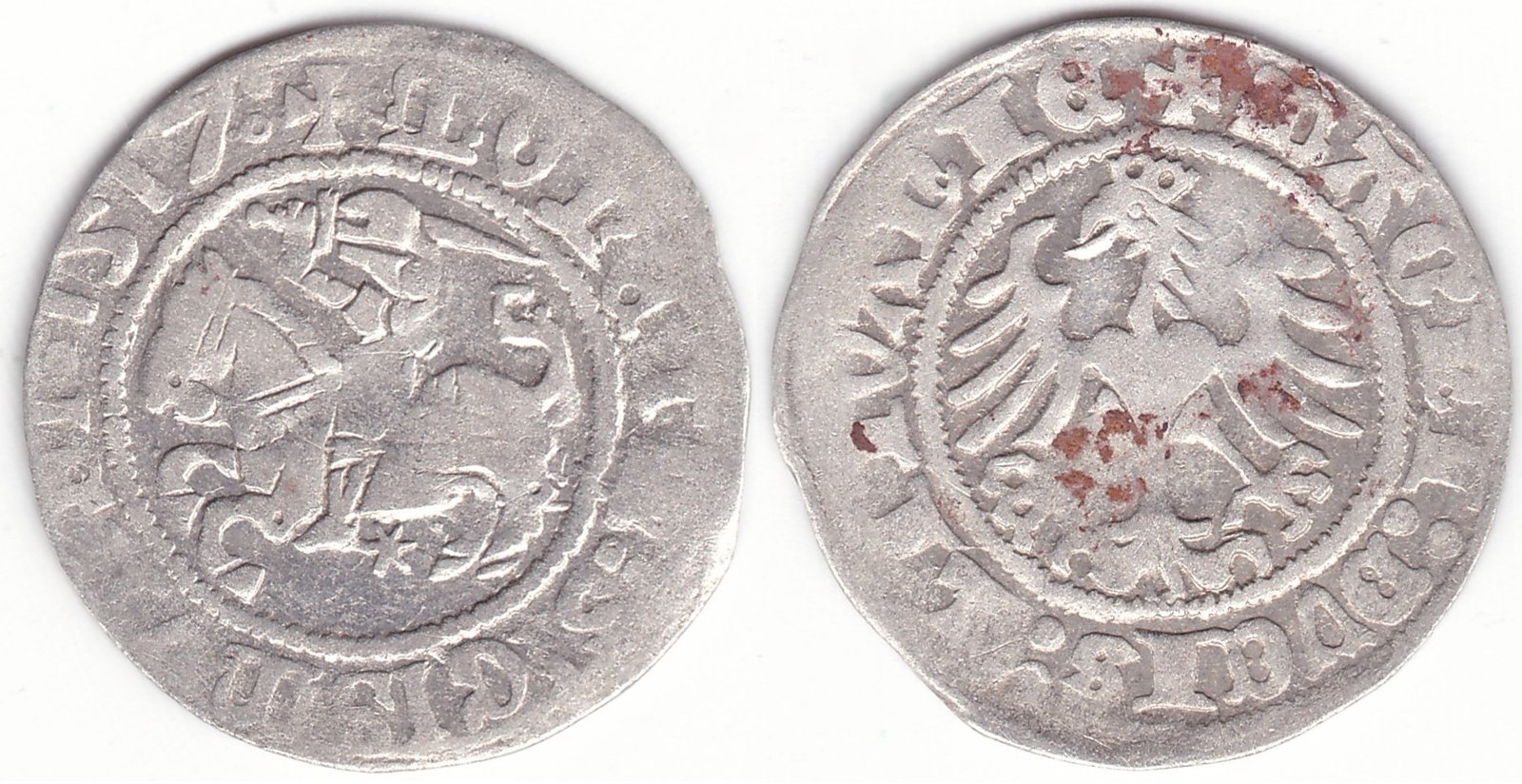 H47 A. Žygimanto Senojo lietuviškas pusgrašis, 1517 m.
