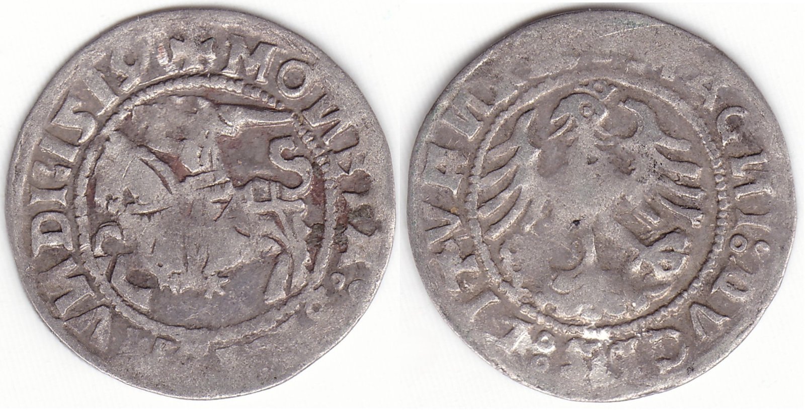 H65 B. Žygimanto Senojo lietuviškas pusgrašis, 1519 m. IŠ KNYGOS.
