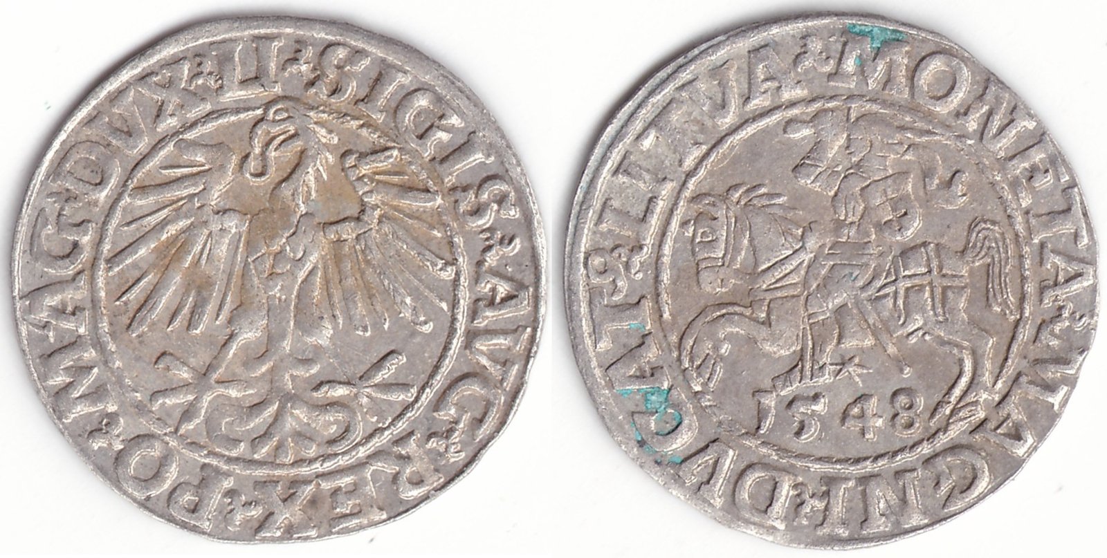 4SA38-12. Žygimanto Augusto lietuviškas pusgrašis, 1548 m.