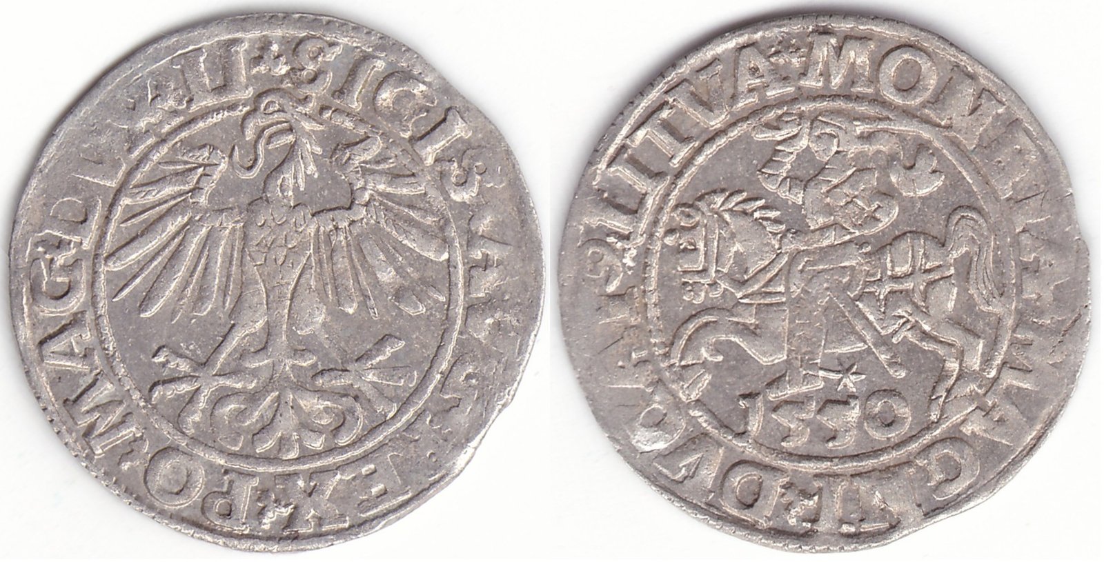4SA45-13. Žygimanto Augusto lietuviškas pusgrašis, 1550 m.