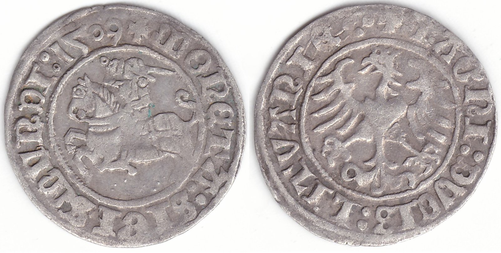 H34 F. Žygimanto Senojo lietuviškas pusgrašis, 1509 m.