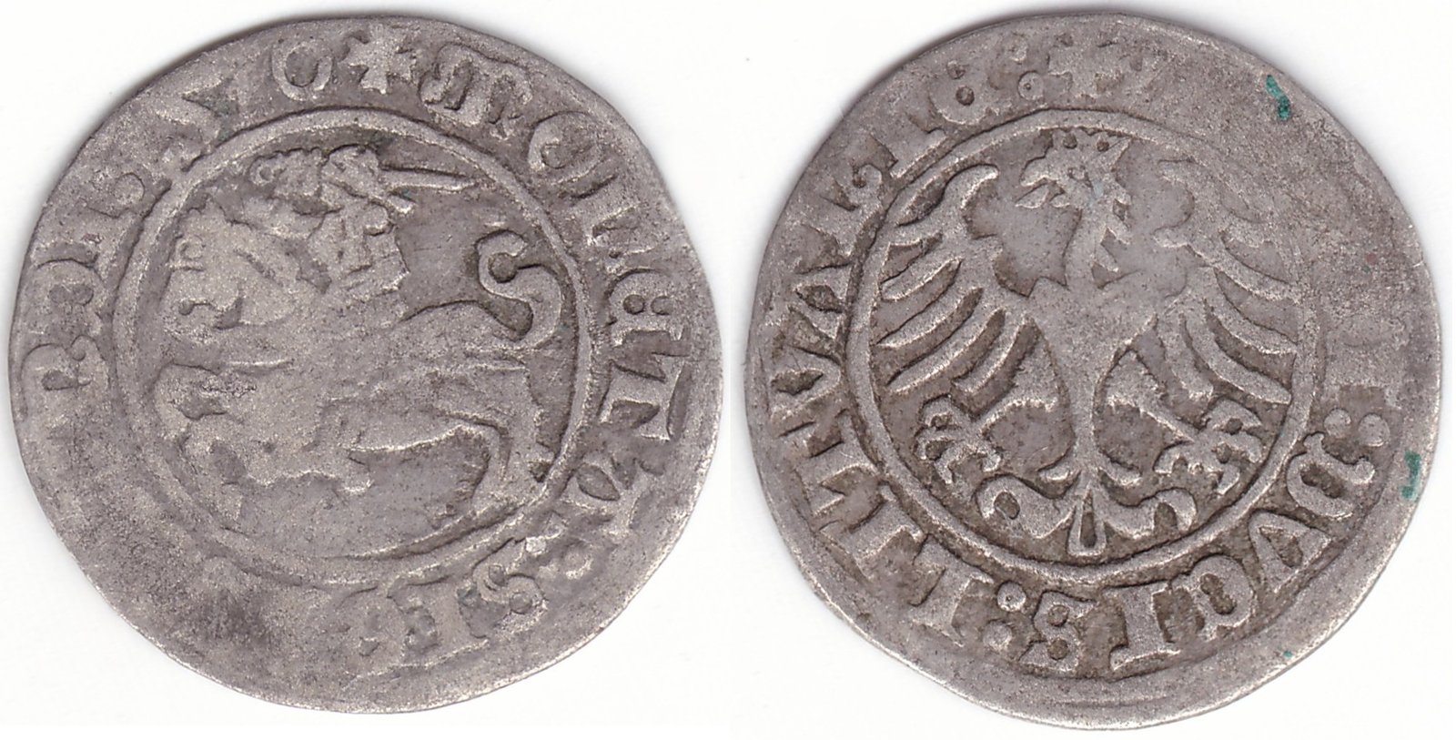 H36 D1. Žygimanto Senojo lietuviškas pusgrašis, 1510 m.