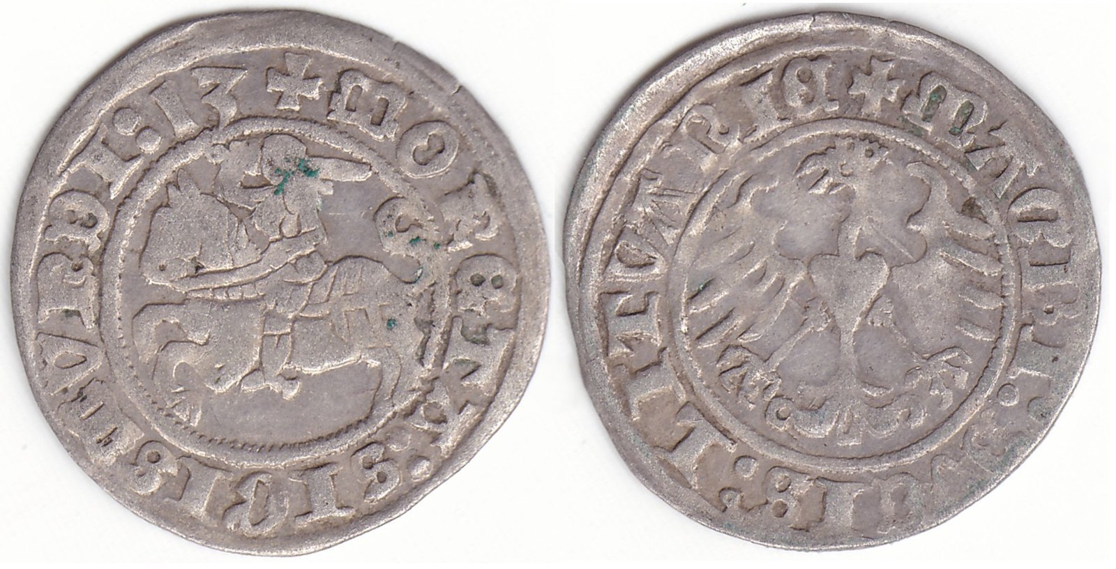 H41 A. Žygimanto Senojo lietuviškas pusgrašis, 1513 m. Moneta iš katalogo