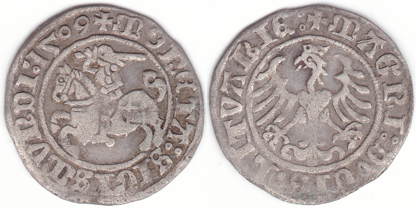 H33 J. Žygimanto Senojo lietuviškas pusgrašis, 1509 m.